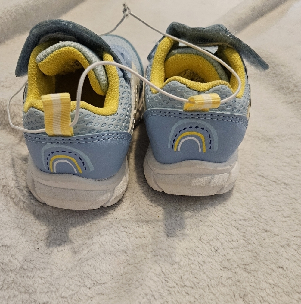 Disney Mickey Mouse Infants Blue Yellow Velcro Strap Walking Sneakers 3 - Picture 3 of 8